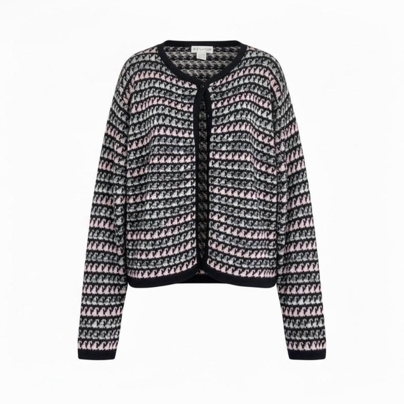 Dress Barn Jackets & Blazers - Dress Barn Black and Pink Patterned Knit Cardigan Jacket